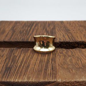 Size 6.25 Gold Over 925 Sterling Silver Wide Concave Bright Ring